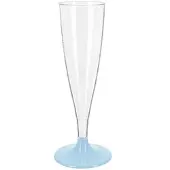 Monouso - Mehrweg Durable Sektglas aus PS Fuß Blau 140ml 2-teilig (6 Stück)