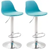 CLP 2er Set Barhocker Kiel Kunststoff höhenverstellbar und 360 Grad drehbar blau Gestell Farbe chrom