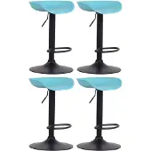 CLP 4er Set Barhocker Anaheim Kunststoff Trompetenfuß mit Fußstütze blau Gestell Farbe schwarz