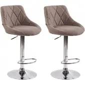 CLP 2er Set Barhocker Lazio Stoff höhenverstellbar und 360 Grad drehbar taupe