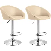 CLP 2er Set Barhocker Miami V2 Kunstleder drehbar und stufenlos verstellbar | Farbe creme