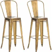 CLP 2er Set Barhocker Aiden aus Metall mit Fußstütze | Farbe gold