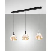 FABAS LUCE Glas Hängelampe Deva, dimmbar, creme / amber, für Wohn- / Esszimmer, Glas, Modern, Pendelleuchte
