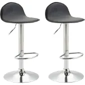 CLP 2er Set Barhocker Lana V2 Kunstleder drehbar und stufenlos verstellbar | Farbe schwarz Gestell Farbe chrom