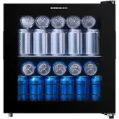 Heinner HBC-M44BKE Getränkekühler 44 L, Mechanische Steuerung, Glasfront, Wendetür, Schwarz
