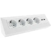 Chilitec 4-fach Steckdosenblock + 2x USB weiß 250V/ 16A Aufbaumontage USB 3,1A