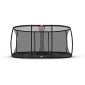 Berg Bodentrampolin Grand Champion InGround 520 + Sicherheitsnetz DLX XL Grau