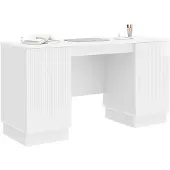 vidaXL Schreibtisch Hochglanz Weiß 142,5 x 50 x 75 cm Holzwerkstoff
