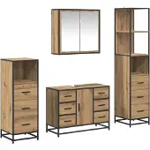 vidaXL Badezimmermöbel-Set 4 stk. Artisan-Eiche 80 x 33 x 60 cm