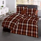 Fleuresse gewebte Edelflanell Bettwäsche Lech Karo braun 155x220 cm + 80x80 cm - braun