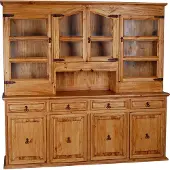 MiaMöbel Buffet Mexico Möbel 210x202x52 cm Landhausstil Glas Massivholz Pinie Honig