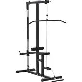 Northio Kraftstation Multifunktionale Fitnessstation Mit Verstellbarem Sitz & Riemenscheibe, Stahl, Schwarz, 107X120X190Cm