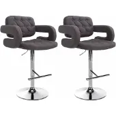 CLP 2er Set Barhocker Dublin Stoff höhenverstellbar und drehbar dunkelgrau