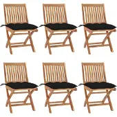 vidaXL Klappbare Gartenstühle mit Kissen 6 Stk. Massivholz Teak