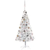 Syfax Künstlicher Weihnachtsbaum Beleuchtung & Kugeln Silber 120 cm