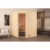 Weka Premium Massivholz-Sauna TURKU Eck Gr. 2 Sparset 7,5 kW OS inkl. digitaler Steuerung, Glastür x B x T x H x 195 x 195 x 205