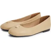 Tommy Hilfiger Ballerina "TH PLATE LEATHER BALLERINA" Schlupfschuh, Businessschuh mit edlem Schmuckelement - schmale Form