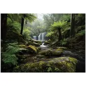 WALLARENA FOTOTAPETE Wald Wasserfall Grün 350x250 cm