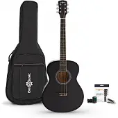 Gear4Music Student Linkshänder-Akustikgitarre mit Zubehörset von Schwarz