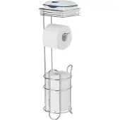 Wenko Toilettenpapierhalter 24074800, verchromt, stehend, für 3 Rollen, mit Ablage, aus Metall