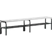 Sypro Sitzbank mit Aluleisten, mit Schuhrost, Stahl/Alu, TxH 350x450 mm, Länge 2000 mm, RAL 7016