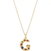 Luxenter Halskette mit mehrfarbigen Zirkonia 18k Gold Finish - Alphabet