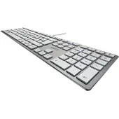 Cherry KC 6000 SLIM, Volle Größe (100%), Kabelgebunden, USB, QWERTY, Silber, Weiß