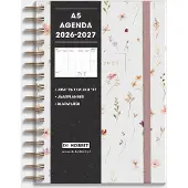 De Hobbit Ringbuch-Agenda 2026-2027 A5 Aquarell Blümchen