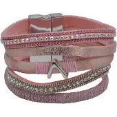 Steuer Modeschmuck Armband Velour rosé 5-reihig