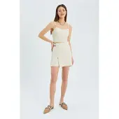 MixRay Gürtelhohe Wickelhose mit Schlitzdetails
