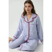 Hiccups for Kids Kariertes Baumwoll-Pyjama-Set mit Hemdkragen