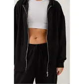 Bianco Hoodie mit langem Sweatshirt und weit geschnittenen Leggings im zwei-teiligen Set