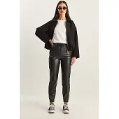 Bianco Fauxleder-Jogginghose mit Kordelzug