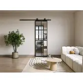 Vente-unique Wandschiebetür - Aluminium und gehärtetes Glas - H 205 x B 73 cm - WILDEN II