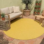 NATURL. In- & Outdoor Teppich Rund - Costa Ockergelb Ø 100 cm