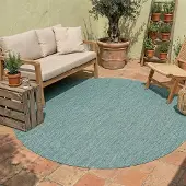 NATURL. In- & Outdoor Teppich Rund - Costa Türkis Ø 200 cm