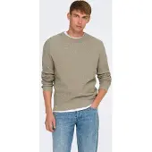 Only & Sons Herren Pullover ONSTONY DS 12 LS WAFFLE CREW KNIT - Regular Fit - 22032542 String - L