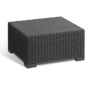 Allibert Keter California Gartentisch aus Kunststoff, runde Rattanoptik, graphit, 68 x 68 x 35 cm