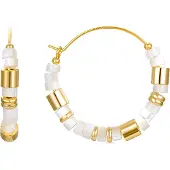 Luxenter Sterling Silber 925 Ohrringe mit weißem Perlmutt in 18K Gelbgold - Wicoy
