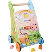 Bigjigs Toys BigJigs Holz Lauflernwagen mit Aktivitätentafel - Blumen Motiv