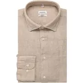 Seidensticker Leinenhemd "Schwarze Rose", Herren, Gr. M (39), normale Ärmellängen, beige, 100% Leinen, unifarben, regular fit, 2-Knopf-Manschette, Hemden Leinenhemd, Regular 1/1 Kentkragen Uni