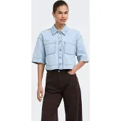 ONLY Jeansbluse "ONLCLEO LIFE SS CROP DNM SHIRT PIM NOOS" Baumwolle