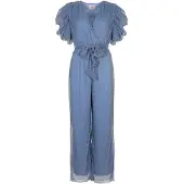 Freebird Damen Jumpsuits F-jer-plisse-lurex-26-1 - Lichtblauw - Größe M