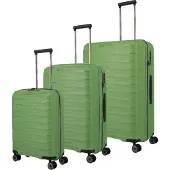 Travelite Trolleyset "MOOBY 3-teilig Reisekoffer Hartschale" mit TSA-Schloss und recyceltem Polypropylen