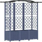 vidaXL Hochbeet mit Rankgitter und Dach Grau 163 x 40 x 138 cm PP