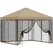 vidaXL Garten Pavillon mit Seitenwänden 3 x 3 m Beige