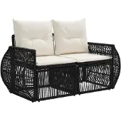 vidaXL Gartensofa-set 8 pcs Schwarz und Cremeweiß Poly-Rattan
