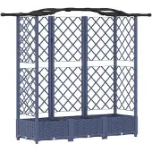 vidaXL Hochbeet mit Rankgitter und Dach Grau 163 x 40 x 123 cm PP