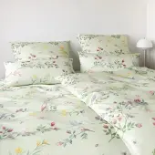 Elegante Seiden Satin Bettwäsche Songbird pistaziengrün Kissenbezug einzeln 70x90 cm - grün
