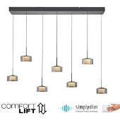 Paul Neuhaus RIKA LED-Pendelleuchte, 7-armig, schwarz, höhenverstellbar, Comfort Lift, SimplyDim, 3000 K, Art.-Nr. 2115-18